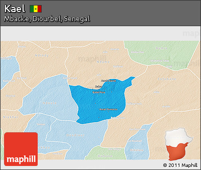 Political 3D Map of Kael, lighten