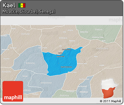 Political 3D Map of Kael, lighten, semi-desaturated