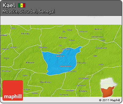 Political 3D Map of Kael, physical outside