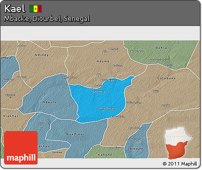 Political 3D Map of Kael, semi-desaturated