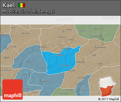 Political 3D Map of Kael, semi-desaturated