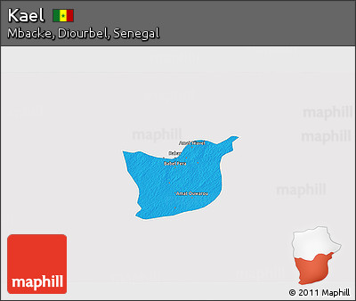Political 3D Map of Kael, single color outside