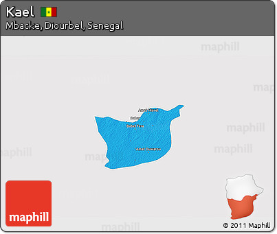 Political 3D Map of Kael, single color outside