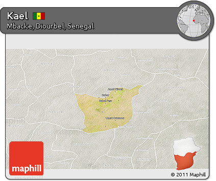 Satellite 3D Map of Kael, lighten, semi-desaturated
