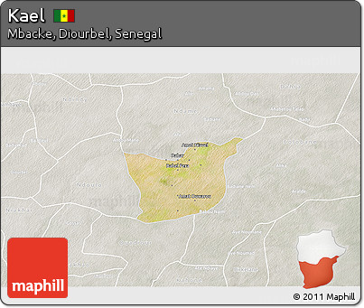 Satellite 3D Map of Kael, lighten, semi-desaturated
