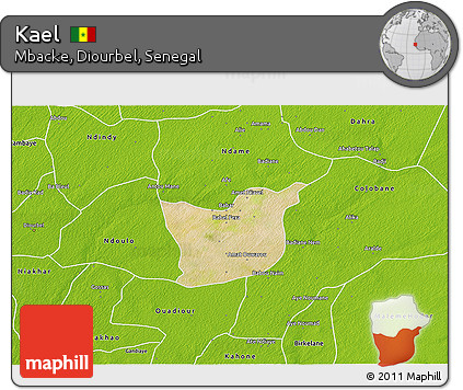 Satellite 3D Map of Kael, physical outside