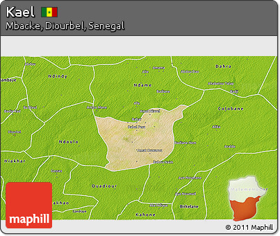 Satellite 3D Map of Kael, physical outside