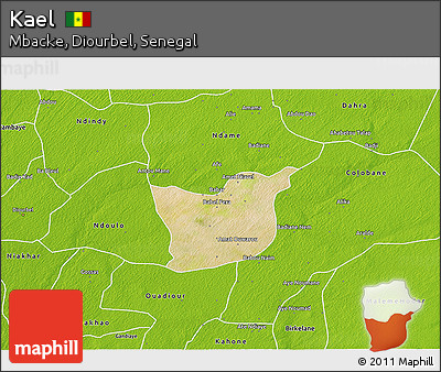 Satellite 3D Map of Kael, physical outside