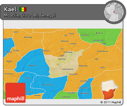 Satellite 3D Map of Kael, political outside
