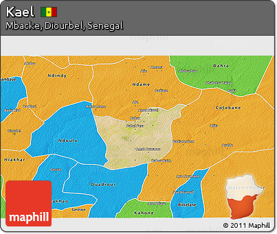 Satellite 3D Map of Kael, political outside