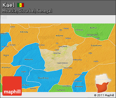 Satellite 3D Map of Kael, political outside