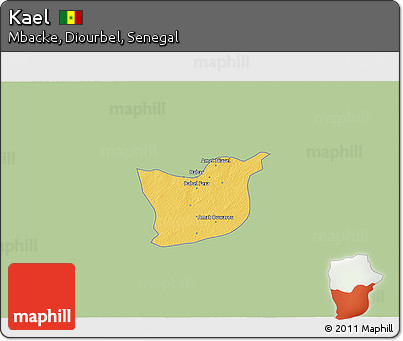 Savanna Style 3D Map of Kael, single color outside