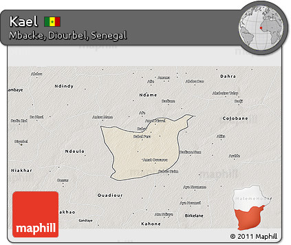 Shaded Relief 3D Map of Kael, semi-desaturated