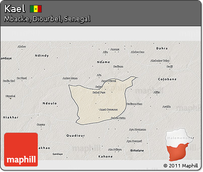 Shaded Relief 3D Map of Kael, semi-desaturated