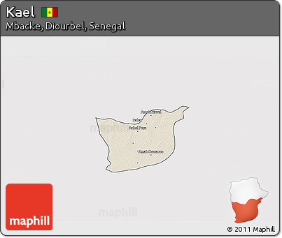 Shaded Relief 3D Map of Kael, single color outside