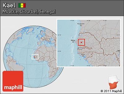 Gray Location Map of Kael, within the entire country, hill shading