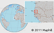 Gray Location Map of Kael, within the entire country