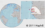 Gray Location Map of Kael, highlighted country, highlighted grandparent region, hill shading