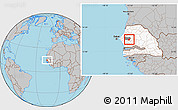 Gray Location Map of Kael, highlighted country, highlighted grandparent region