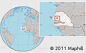 Gray Location Map of Kael, highlighted country, highlighted parent region, within the entire country