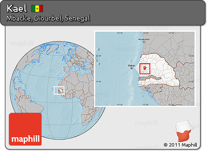 Gray Location Map of Kael, highlighted country, highlighted parent region, hill shading