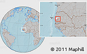 Gray Location Map of Kael, highlighted grandparent region, within the entire country, hill shading