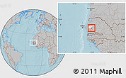 Gray Location Map of Kael, highlighted grandparent region, hill shading