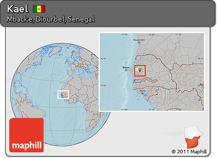 Gray Location Map of Kael, highlighted parent region, highlighted grandparent region, within the entire country, hill shading