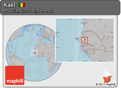 Gray Location Map of Kael, highlighted parent region, highlighted grandparent region, hill shading