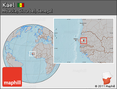 Gray Location Map of Kael, highlighted parent region, highlighted grandparent region, hill shading