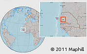 Gray Location Map of Kael, highlighted parent region, hill shading