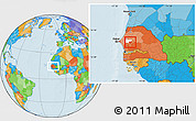 Political Location Map of Kael, highlighted grandparent region, within the entire country