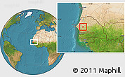 Satellite Location Map of Kael, within the entire country