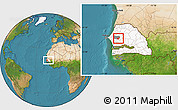 Satellite Location Map of Kael, highlighted country, highlighted grandparent region, within the entire country