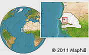 Satellite Location Map of Kael, highlighted country, highlighted grandparent region