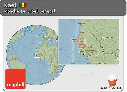 Savanna Style Location Map of Kael, within the entire country, hill shading