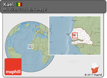 Savanna Style Location Map of Kael, highlighted country, highlighted grandparent region, hill shading