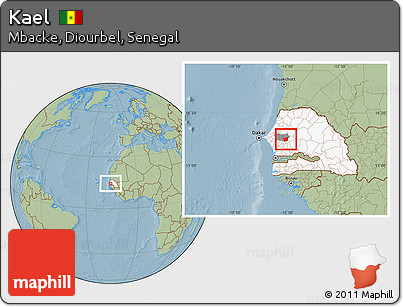 Savanna Style Location Map of Kael, highlighted country, highlighted grandparent region, hill shading