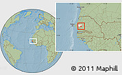 Savanna Style Location Map of Kael, highlighted grandparent region, within the entire country, hill shading