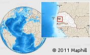 Shaded Relief Location Map of Kael, highlighted country, highlighted grandparent region, within the entire country