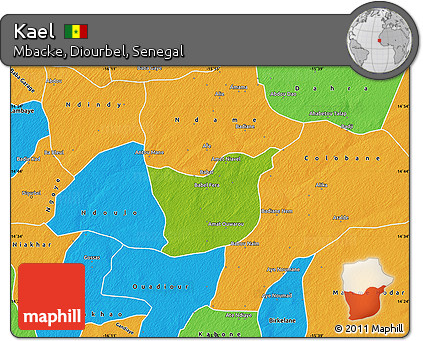 Physical Map of Kael, political outside