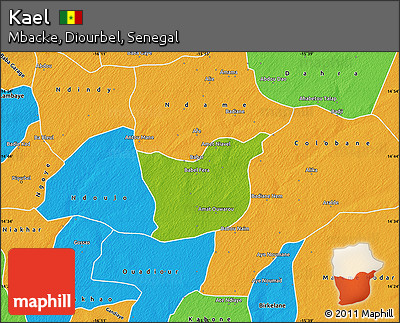 Physical Map of Kael, political outside