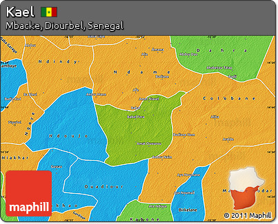 Physical Map of Kael, political outside
