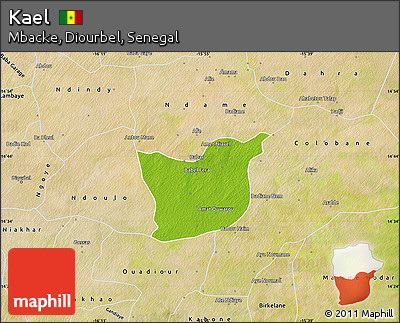 Physical Map of Kael, satellite outside