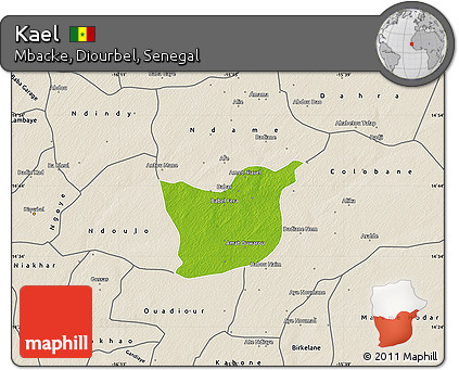 Physical Map of Kael, shaded relief outside