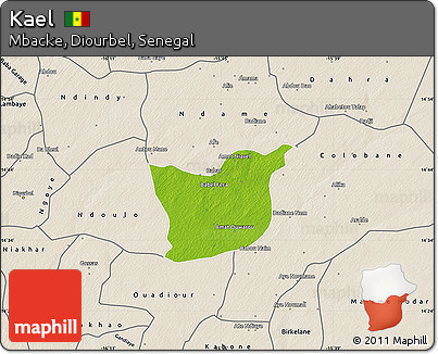 Physical Map of Kael, shaded relief outside
