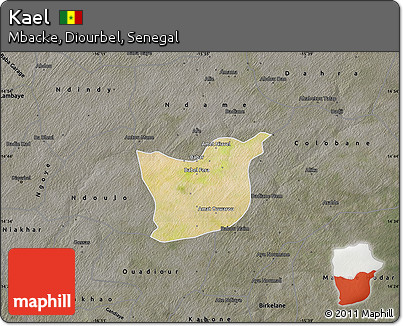 Satellite Map of Kael, darken, semi-desaturated