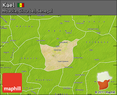 Satellite Map of Kael, physical outside