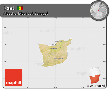 Satellite Map of Kael, single color outside