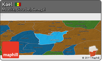 Political Panoramic Map of Kael, darken